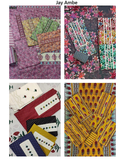 4 Matching Special Jay Ambe Cambric Cotton Dress Material Manufacturer Gujarat