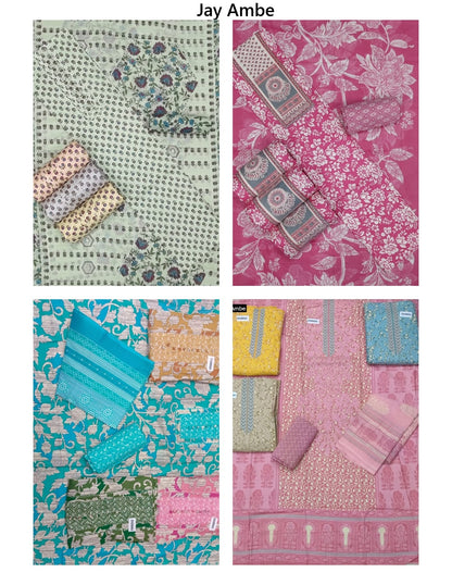 4 Matching Special Jay Ambe Cambric Cotton Dress Material Manufacturer Gujarat