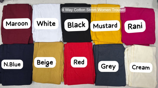 4 Way Cotton Stmm Lycra Women Trouser Wholesale Rate