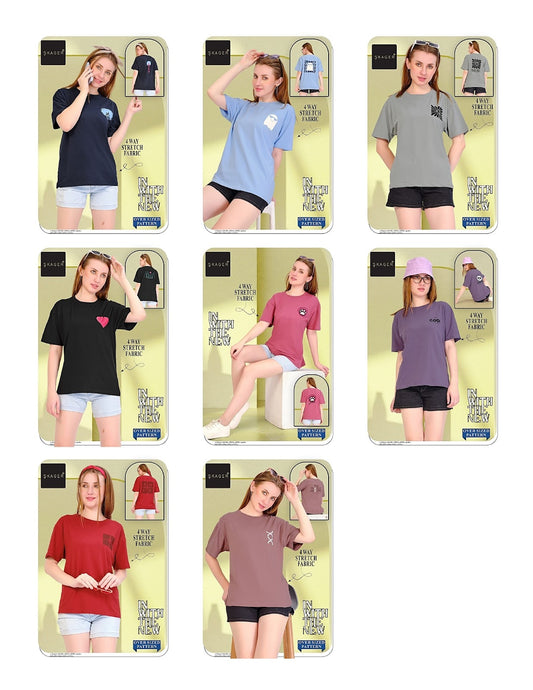 4 Way Skager Cotton Lycra Women Oversized Tshirt Wholesaler Gujarat