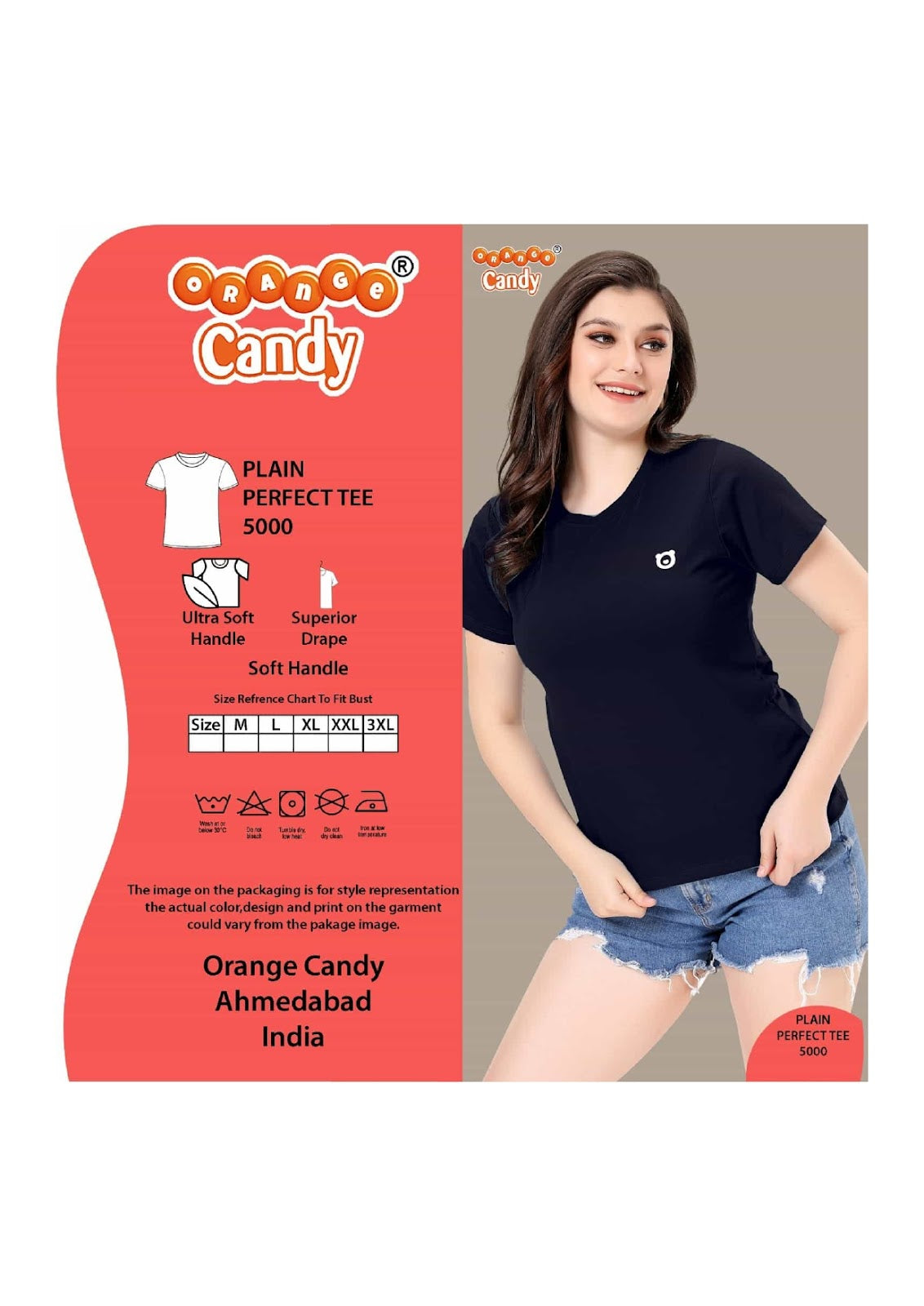 5000 Orange Candy Hosiery Sinker Women Tshirt