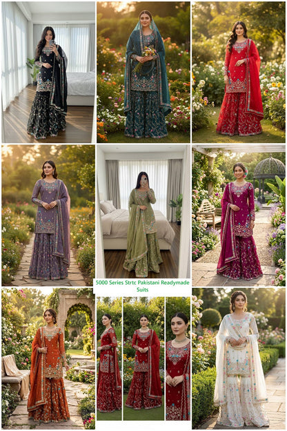 5000 Series Strtc Silk Pakistani Readymade Suits Wholesale Price