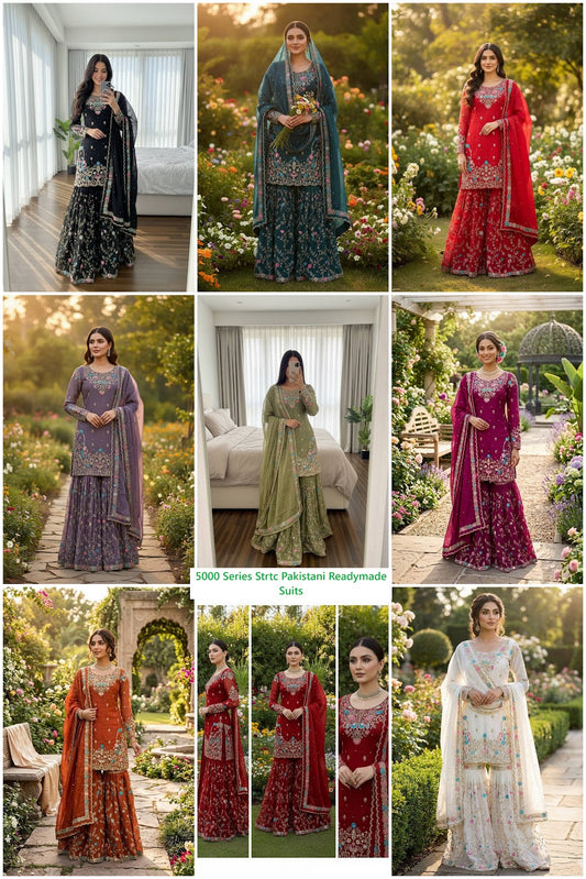 5000 Series Strtc Silk Pakistani Readymade Suits Wholesale Price