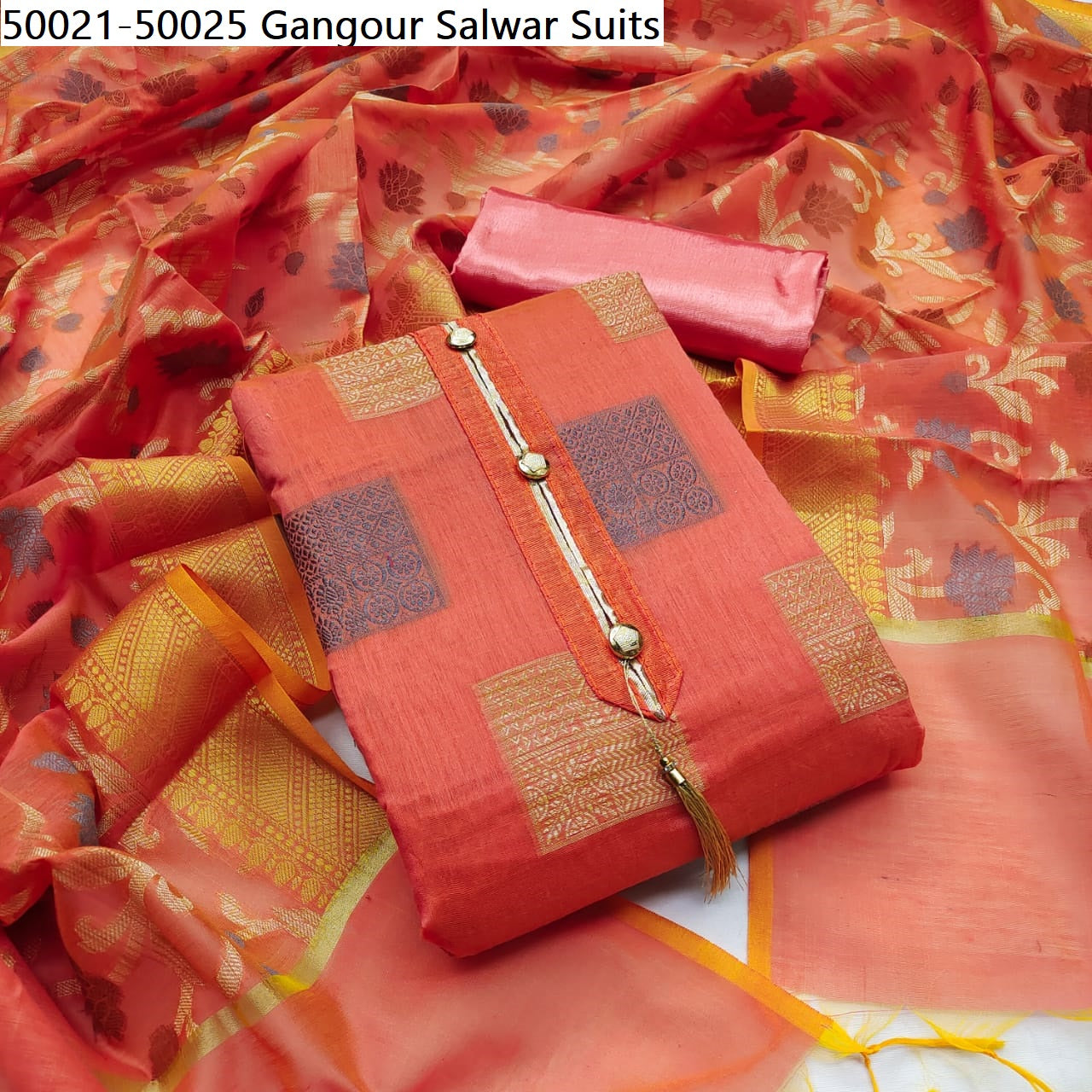 50021-50025 Gangour Banarsi Jacquard Salwar Suits Wholesaler India