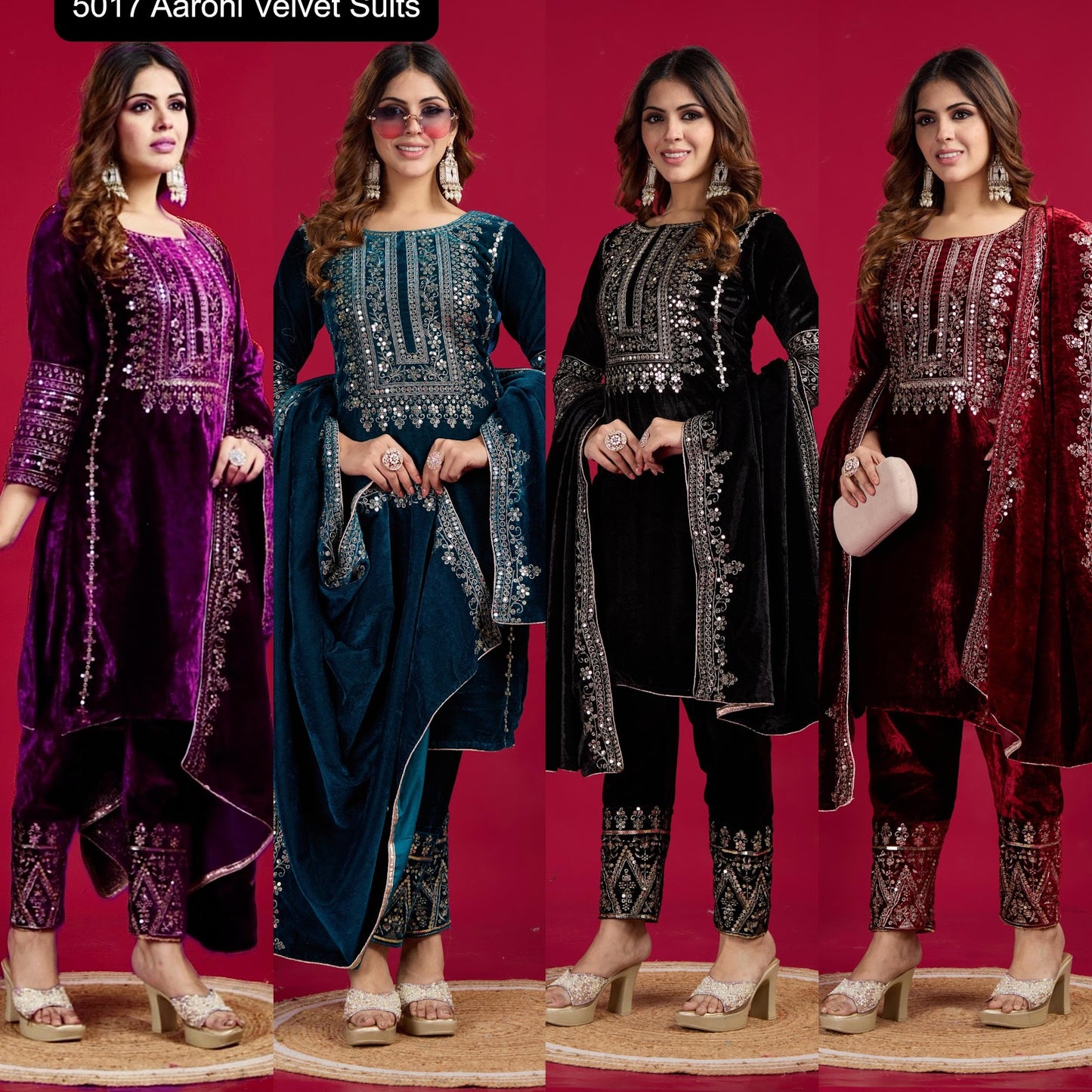 5017 Aarohi Viscose Velvet Suits Wholesaler India