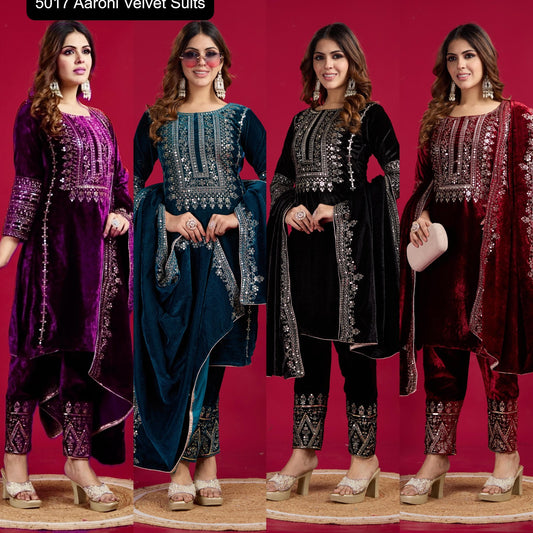 5017 Aarohi Viscose Velvet Suits Wholesaler India