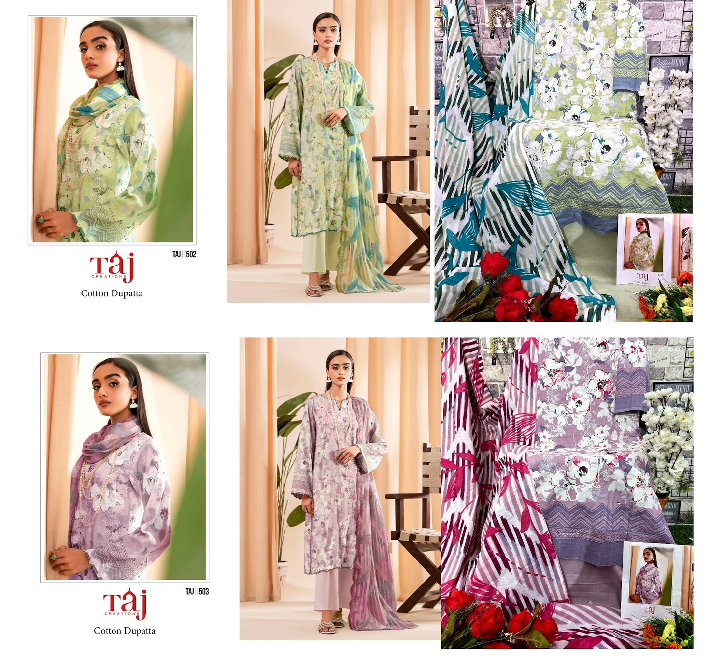 502-503 Taj Creations Pure Cotton Pakistani Salwar Suits