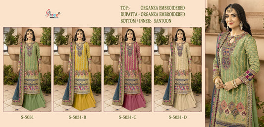 5031 Shree Fabs Organza Silk Pakistani Salwar Suits Supplier India