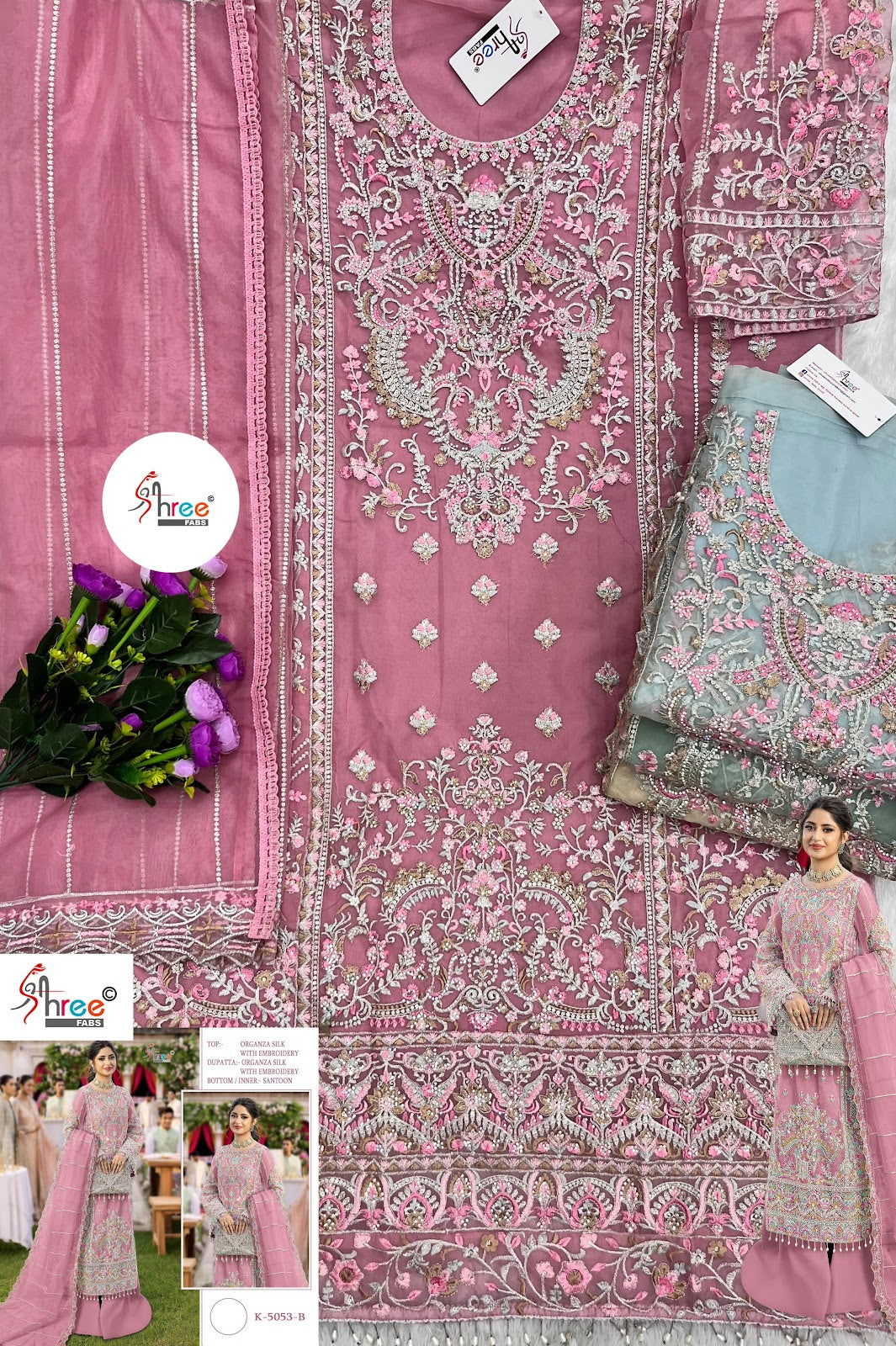 5053Abcd Shree Fabs Organza Pakistani Salwar Suits Supplier Gujarat