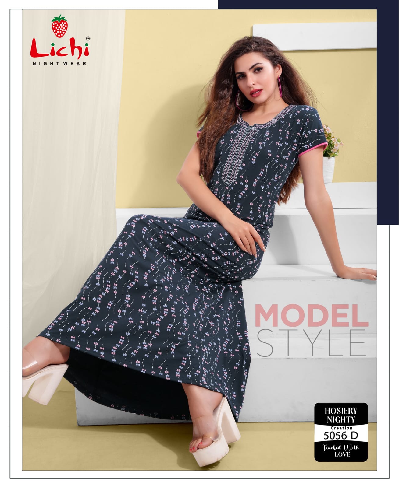 5056 Lichi Hosiery Cotton Night Gowns Wholesale