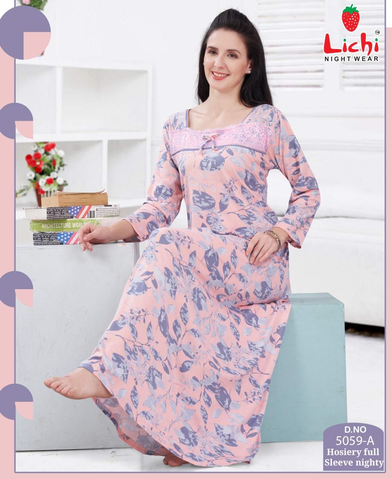 5059 Lichi Hosiery Night Gowns Wholesaler