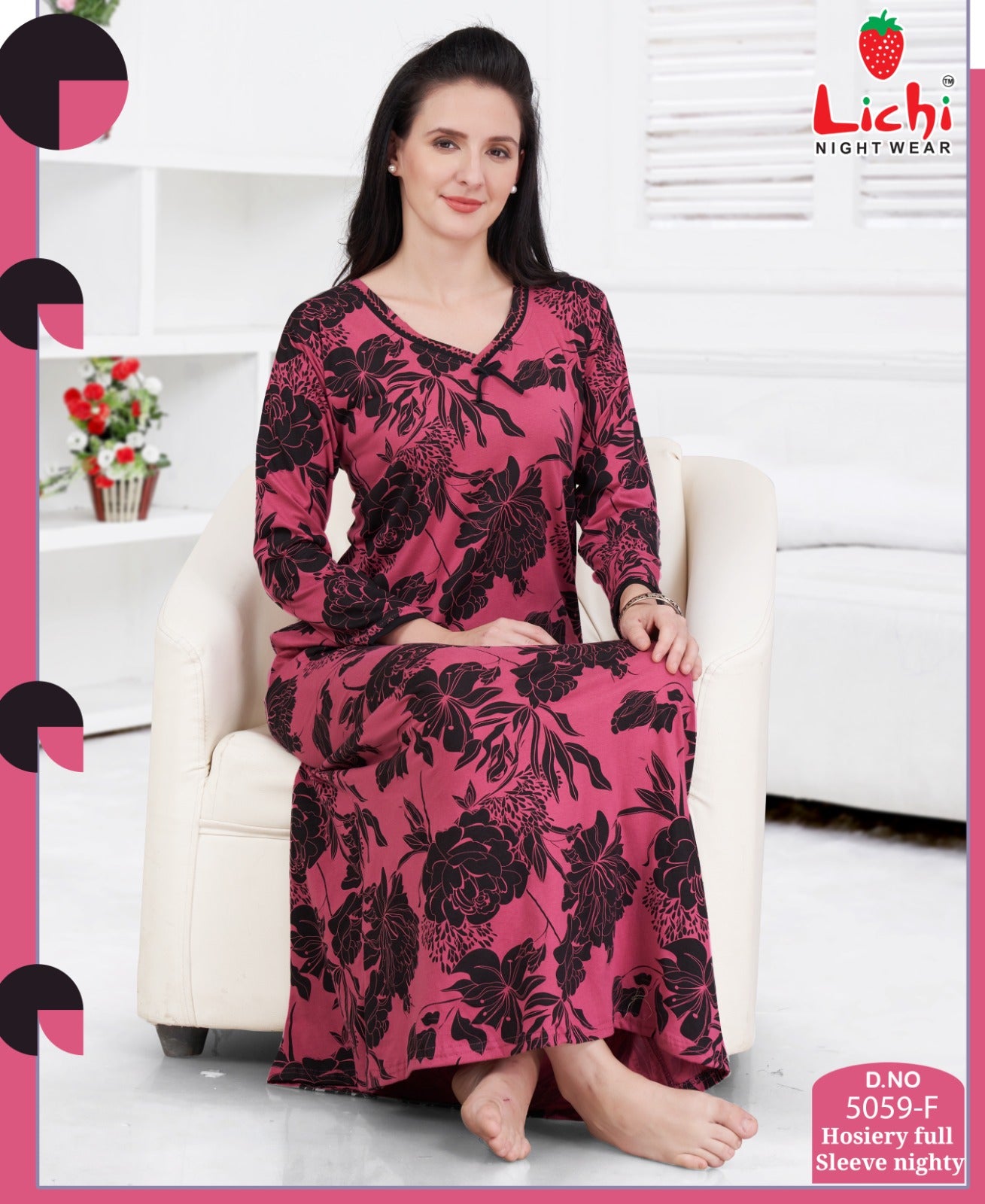 5059 Lichi Hosiery Night Gowns Wholesaler