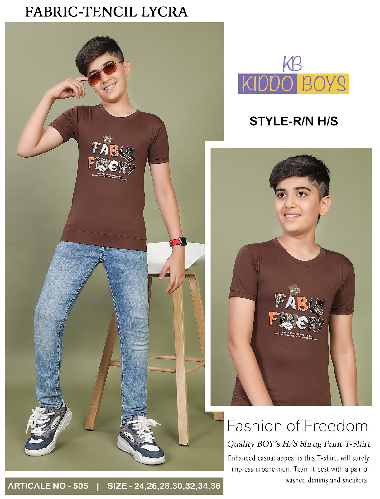 505 Kiddo Tencil Lycra Boys Tshirt Wholesaler India