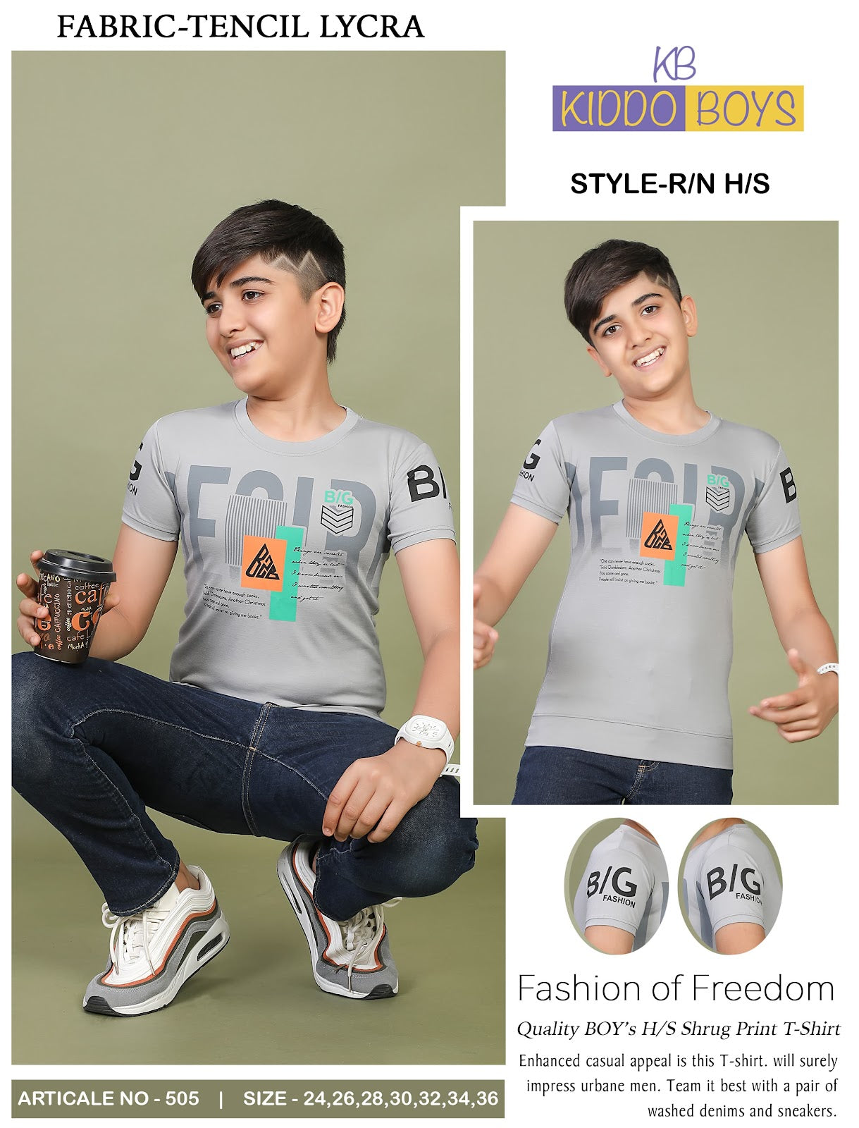 505 Kiddo Tencil Lycra Boys Tshirt Wholesaler India