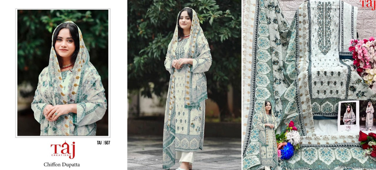 506-507 Taj Creations Pure Cotton Pakistani Salwar Suits