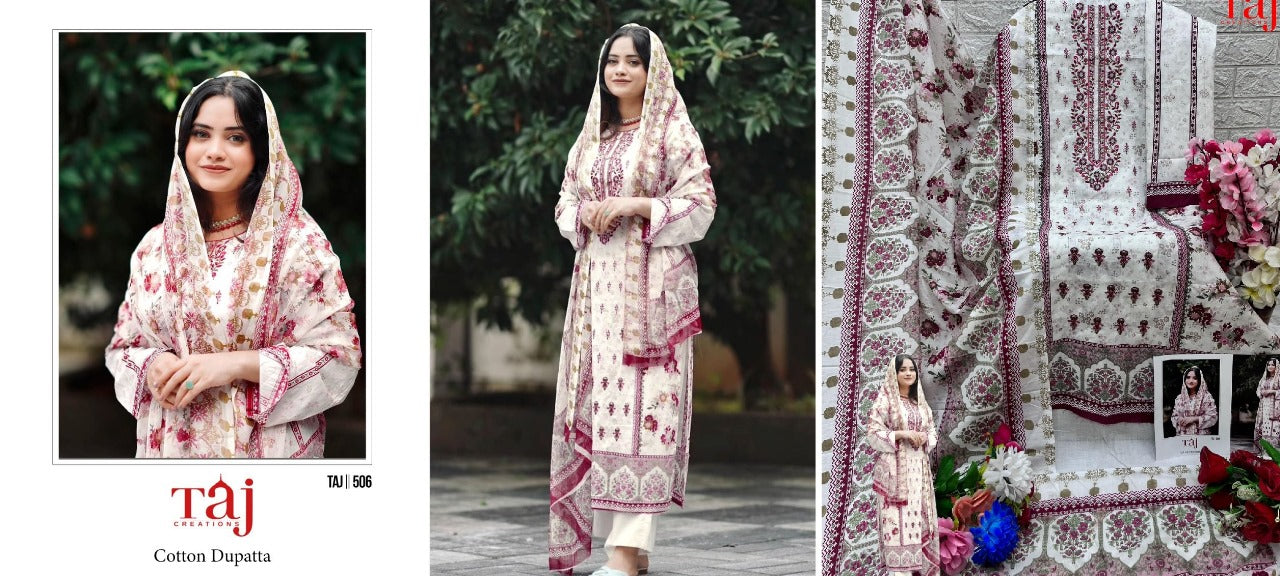 506-507 Taj Creations Pure Cotton Pakistani Salwar Suits