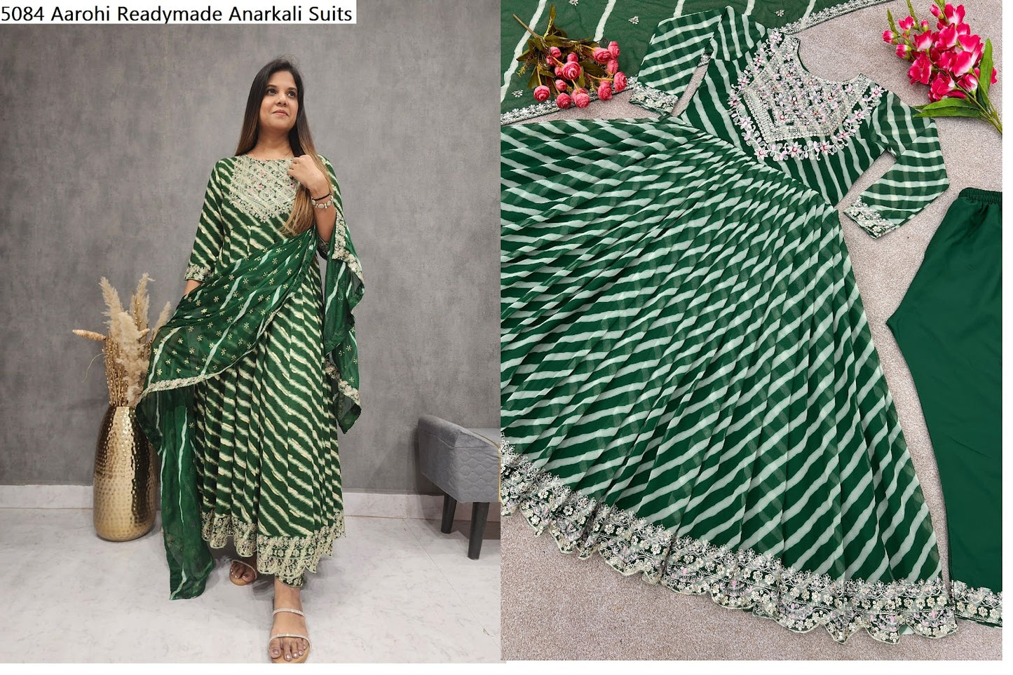 5084 Aarohi Faux Georgette Readymade Anarkali Suits Wholesale Rate