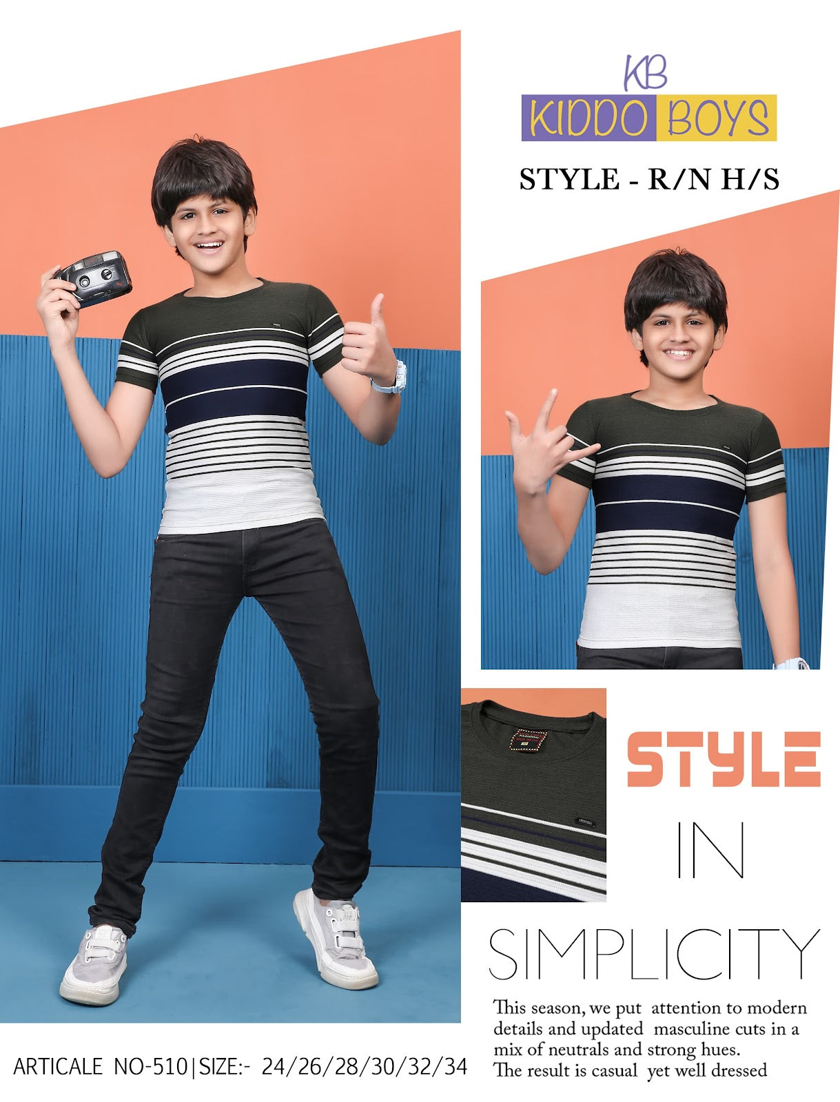 510 Kiddo Auto Stripes Boys Tshirt Manufacturer