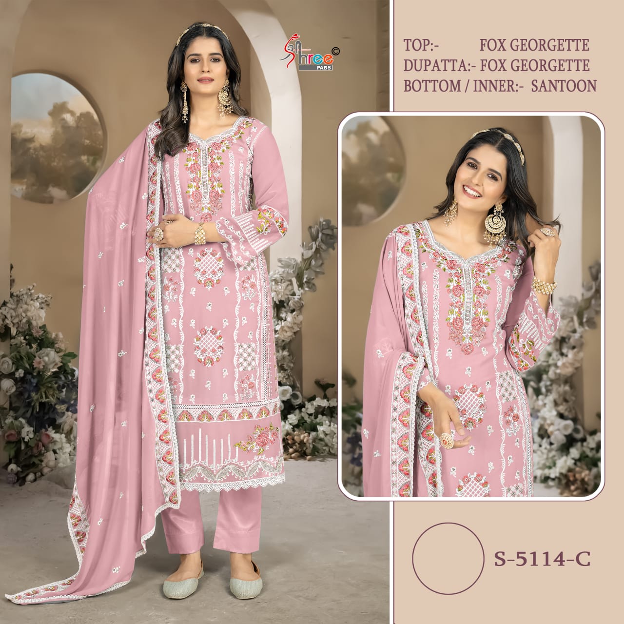 5114Abcd Shree Fabs Fox Georgette Pakistani Salwar Suits Wholesaler Gujarat