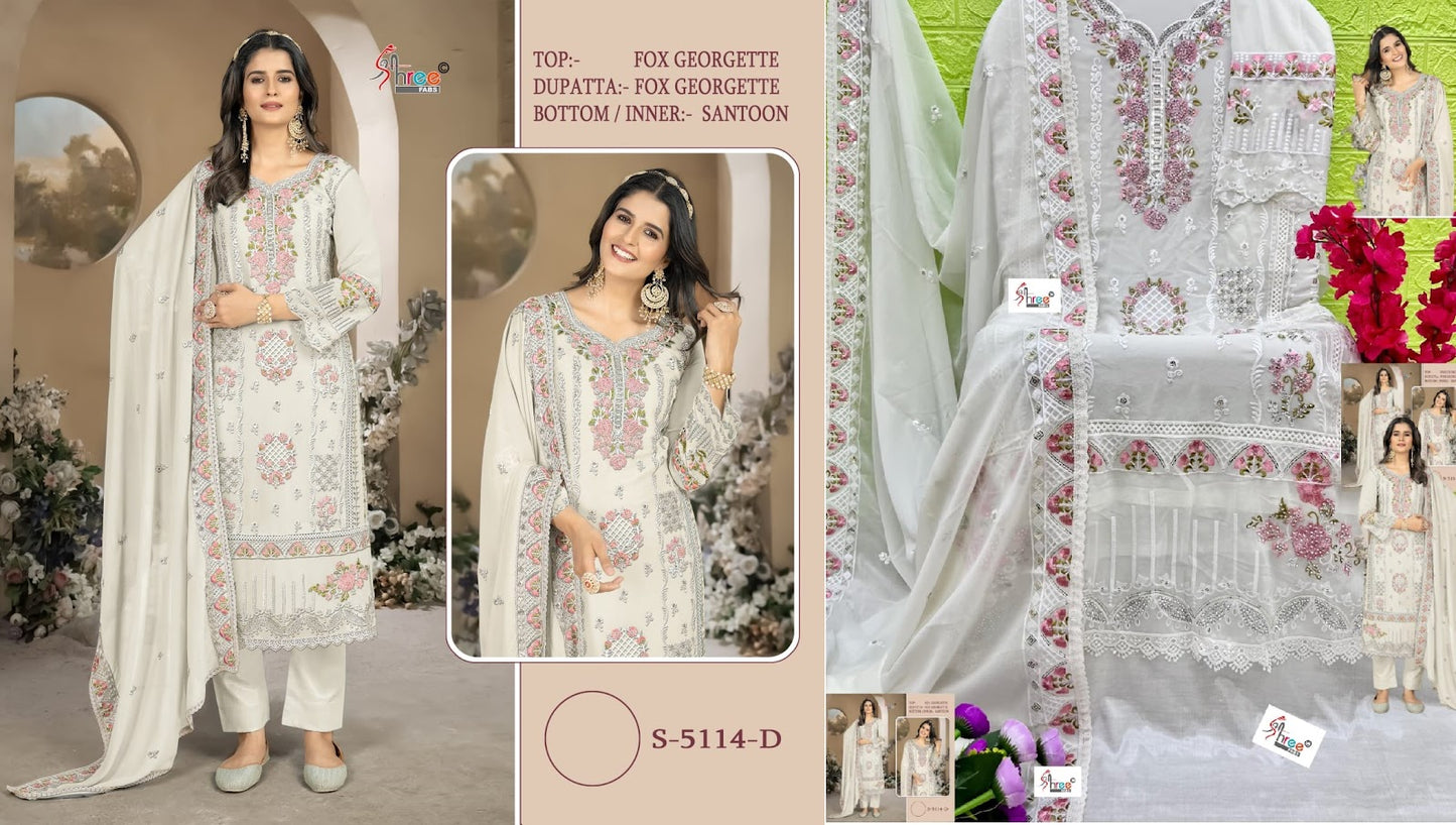 5114Abcd Shree Fabs Fox Georgette Pakistani Salwar Suits Wholesaler Gujarat