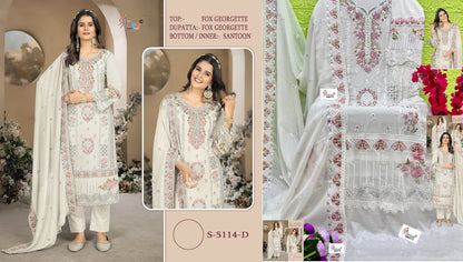 5114Abcd Shree Fabs Fox Georgette Pakistani Salwar Suits Wholesaler Gujarat