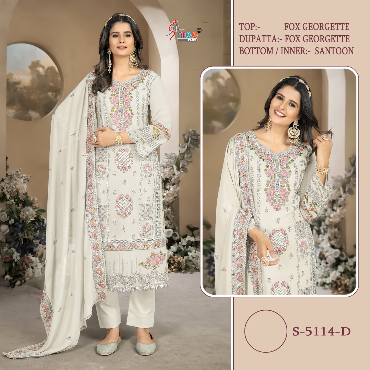 5114Abcd Shree Fabs Fox Georgette Pakistani Salwar Suits Wholesaler Gujarat