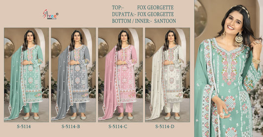 5114Abcd Shree Fabs Fox Georgette Pakistani Salwar Suits Wholesaler Gujarat