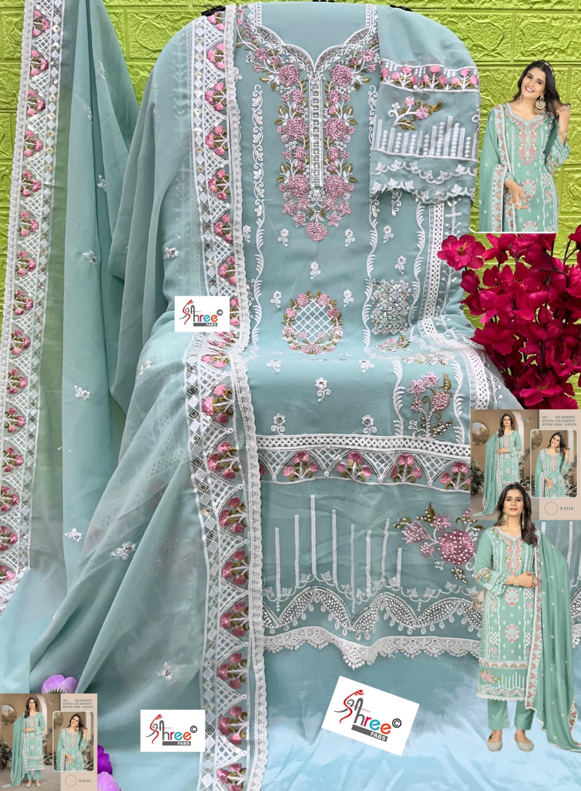 5114Abcd Shree Fabs Fox Georgette Pakistani Salwar Suits Wholesaler Gujarat