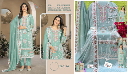 5114Abcd Shree Fabs Fox Georgette Pakistani Salwar Suits Wholesaler Gujarat