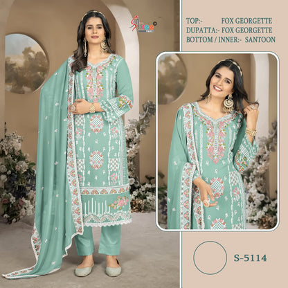 5114Abcd Shree Fabs Fox Georgette Pakistani Salwar Suits Wholesaler Gujarat