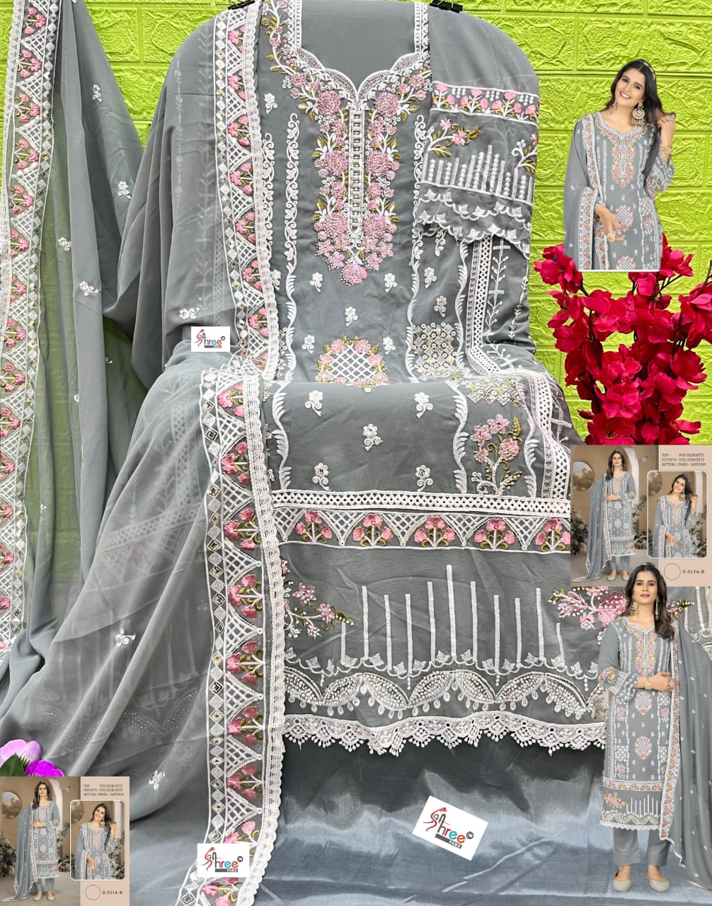 5114Abcd Shree Fabs Fox Georgette Pakistani Salwar Suits Wholesaler Gujarat