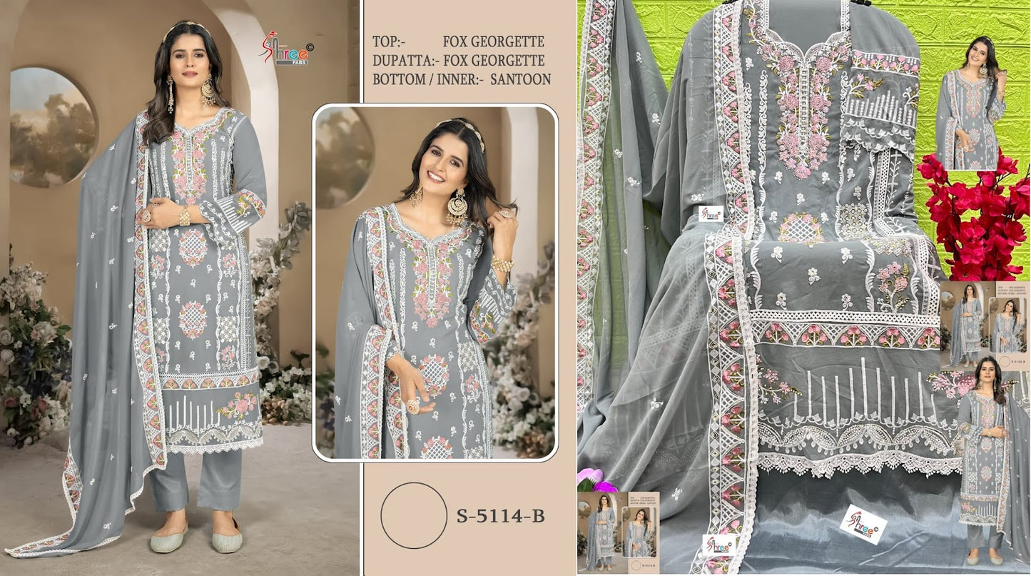 5114Abcd Shree Fabs Fox Georgette Pakistani Salwar Suits Wholesaler Gujarat