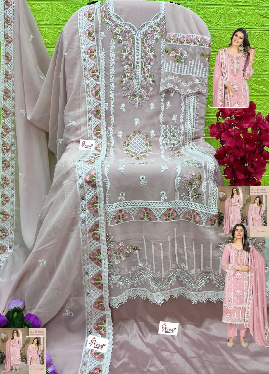 5114Abcd Shree Fabs Fox Georgette Pakistani Salwar Suits Wholesaler Gujarat