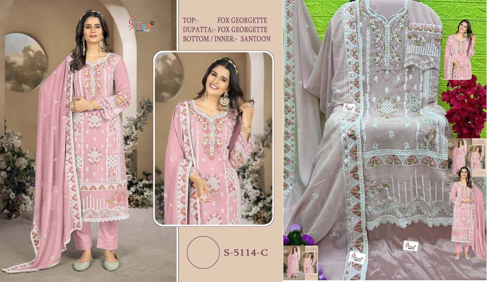5114Abcd Shree Fabs Fox Georgette Pakistani Salwar Suits Wholesaler Gujarat