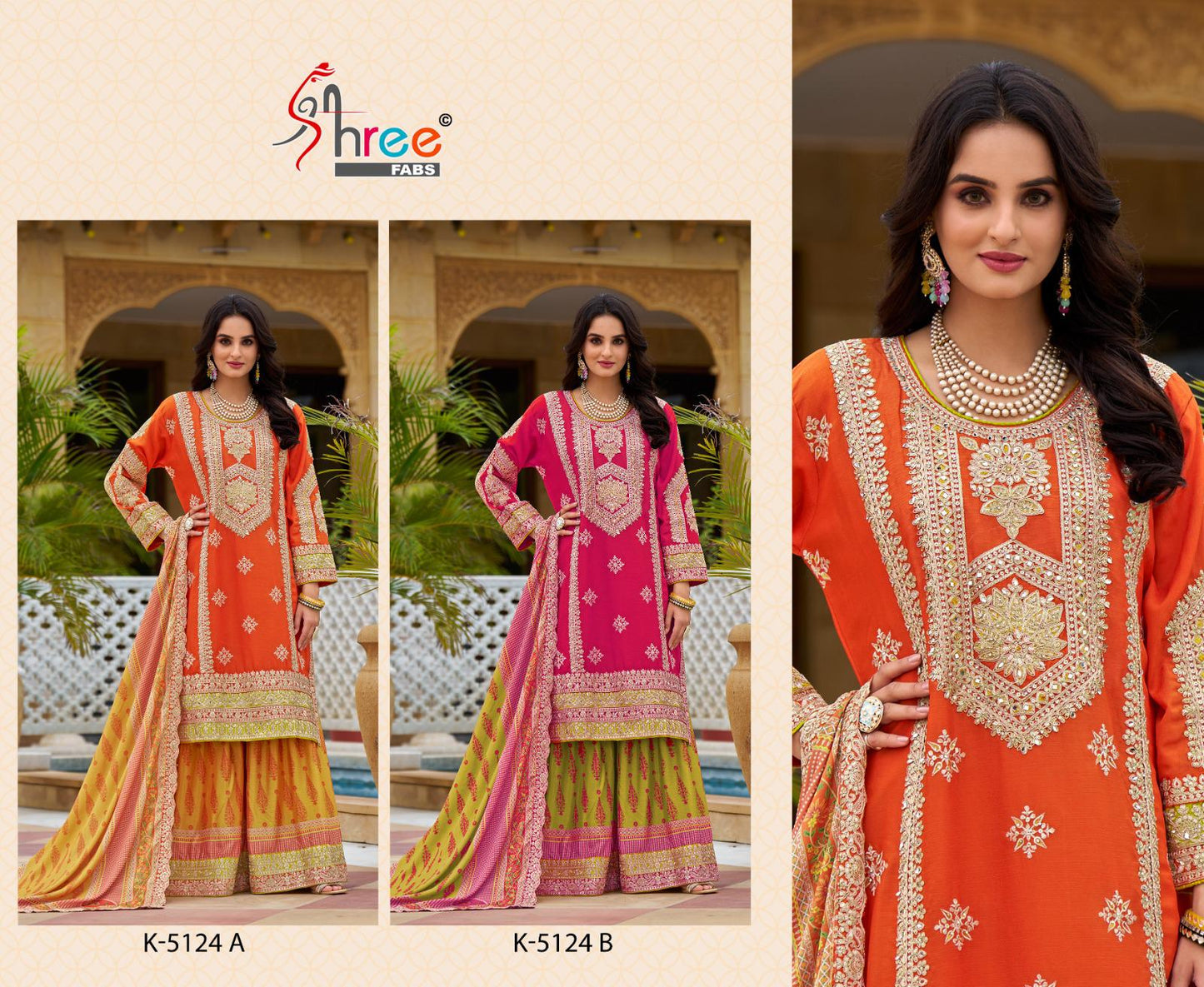 5124 Shree Fabs Chinon Silk Pakistani Readymade Suits Exporter India