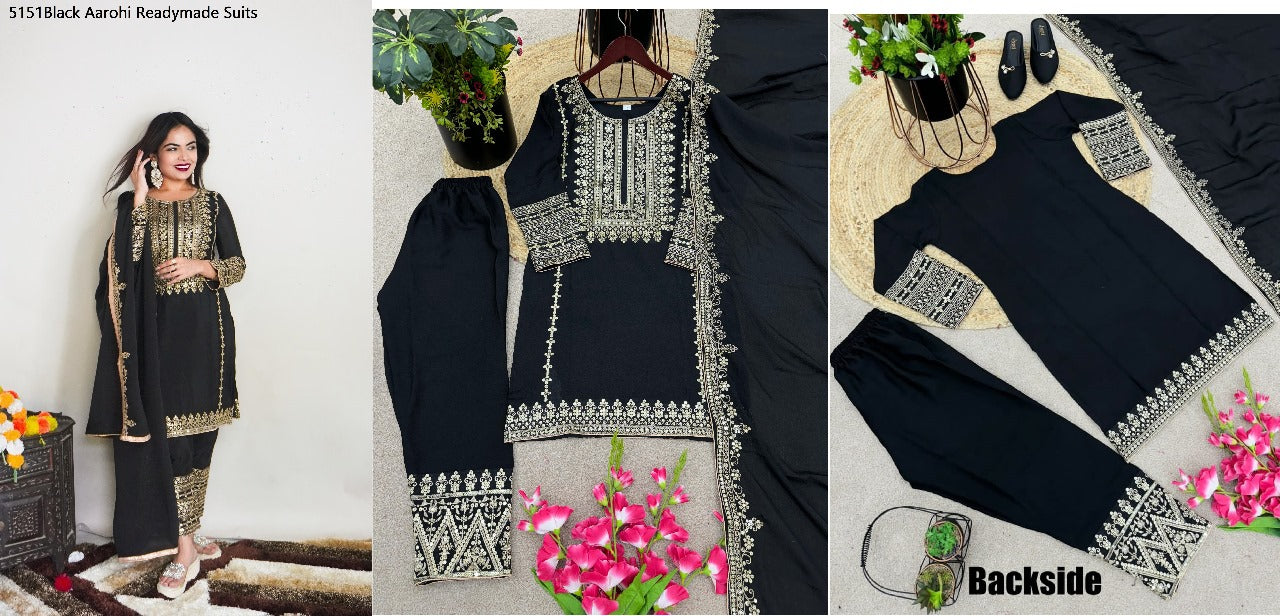 5151 Aarohi Chinon Silk Readymade Pant Style Suits Wholesaler Gujarat