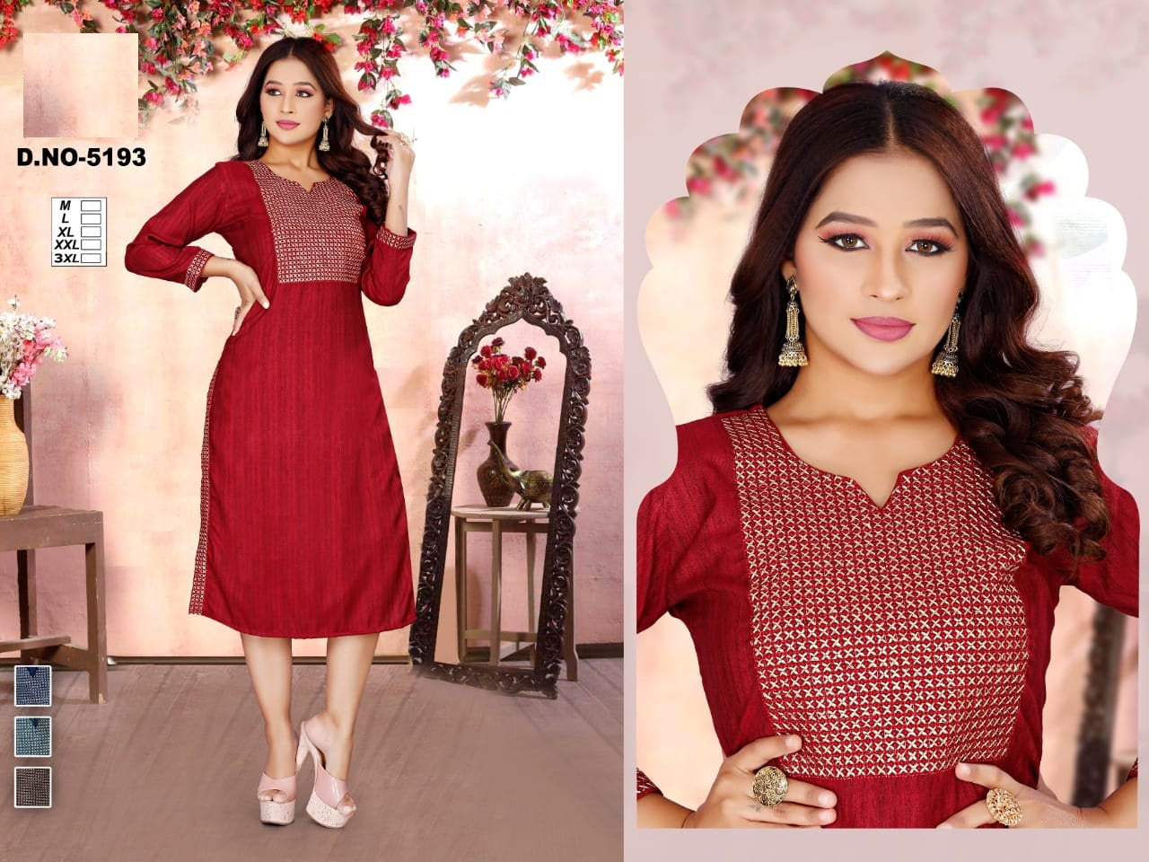 5193 Jnx Fancy Knee Length Kurtis Supplier