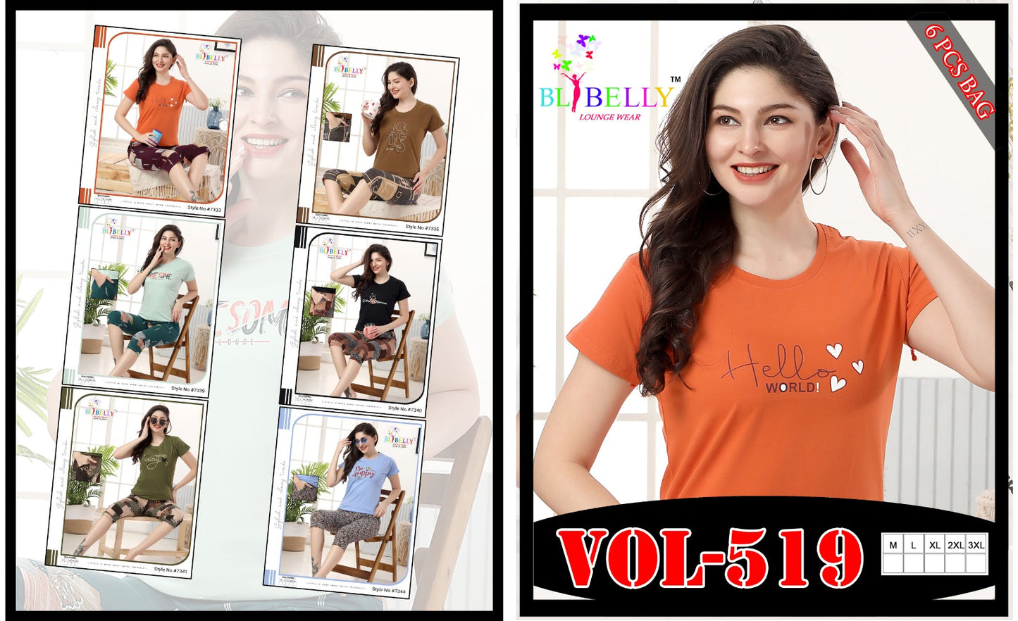 519 Belly Cotton Capri Night Suits Supplier Gujarat