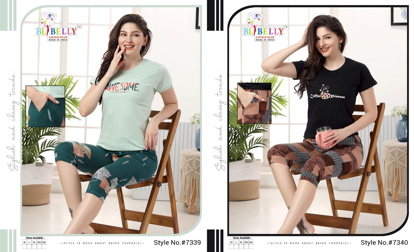 519 Belly Cotton Capri Night Suits Supplier Gujarat