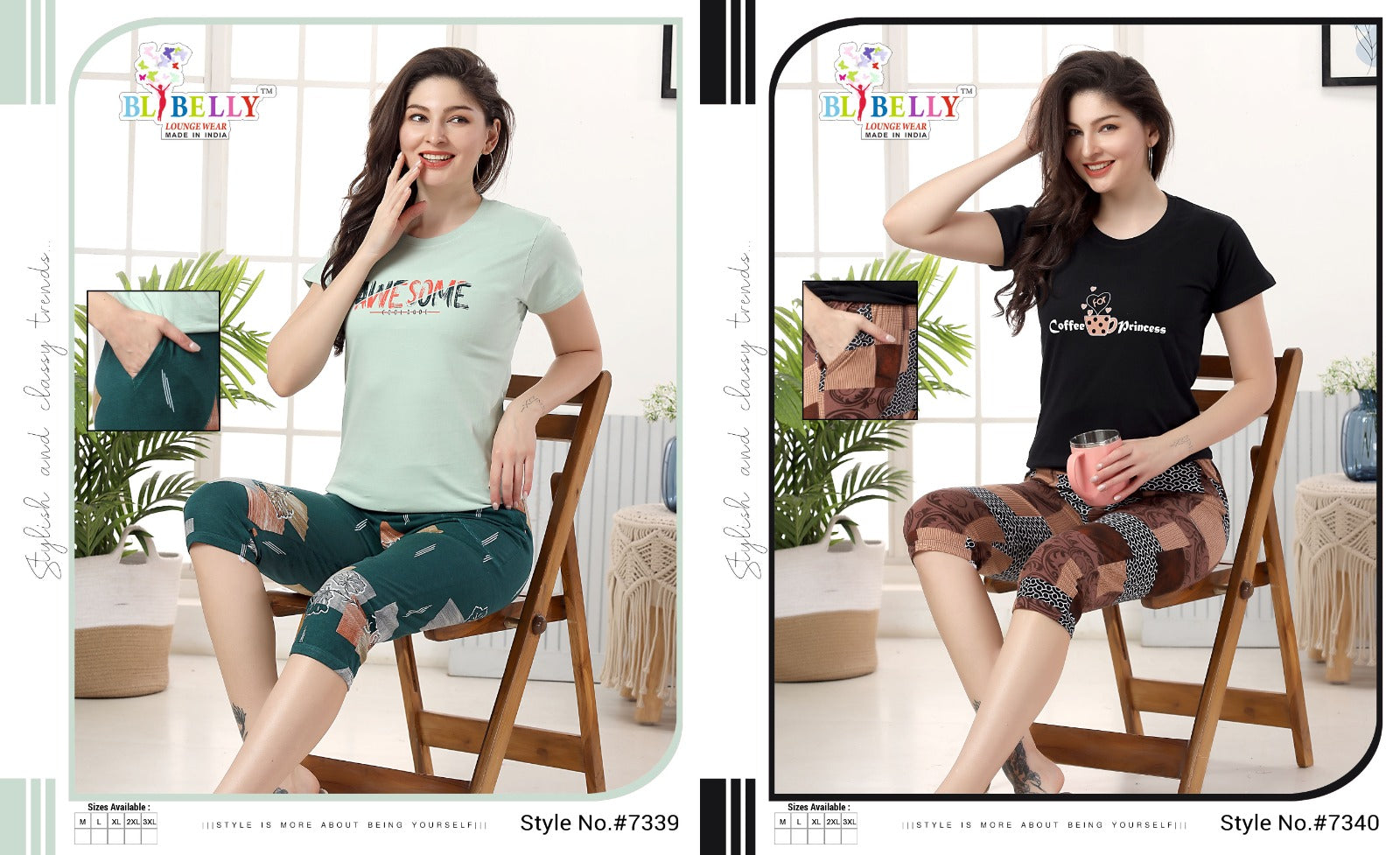 519 Belly Cotton Capri Night Suits Supplier Gujarat