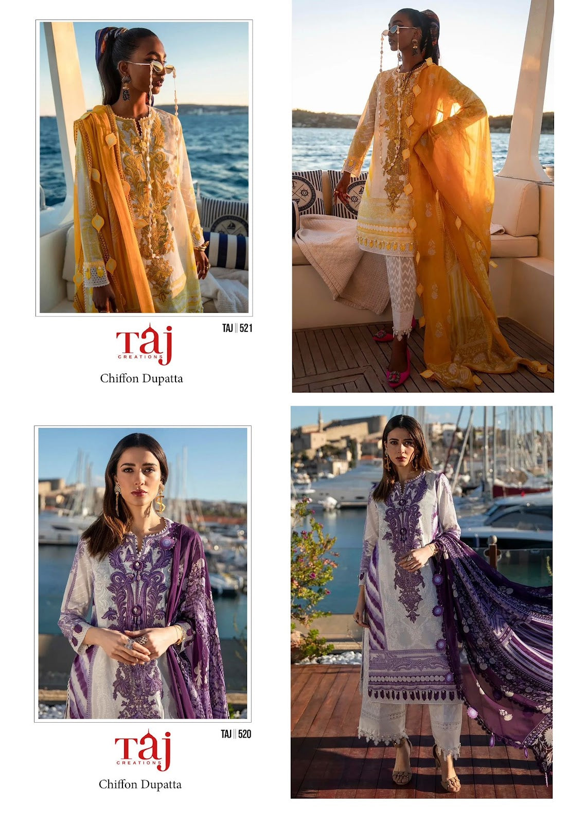 520-521 Taj Creations Pure Cotton Pakistani Salwar Suits Manufacturer Gujarat