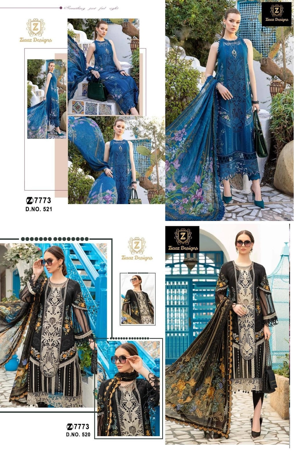 520-521 Ziaaz Designs Rayon Cotton Pakistani Salwar Suits