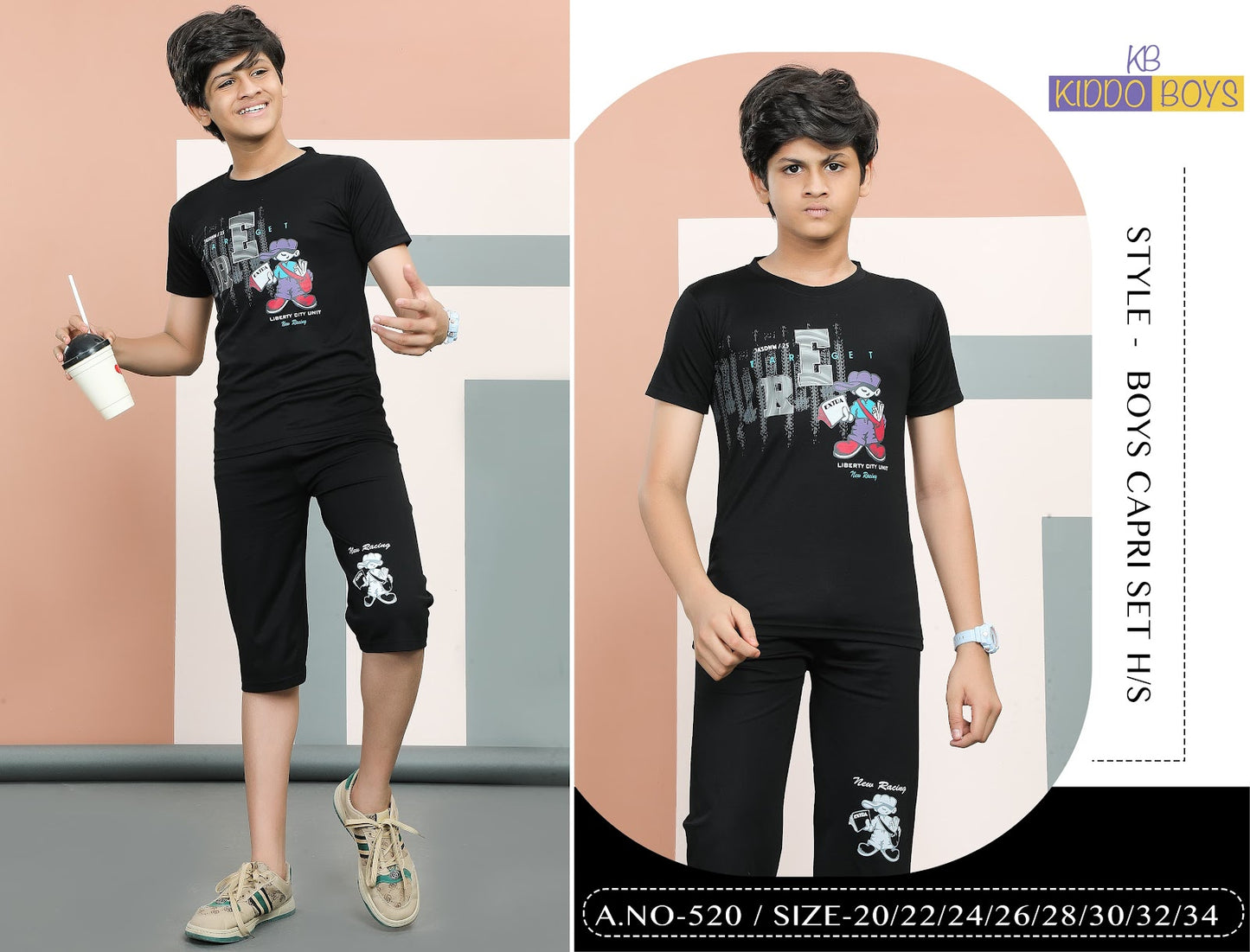 520 Kiddo Boys Capri Night Suit Wholesaler Gujarat