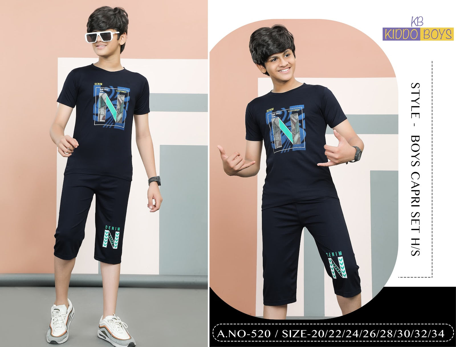 520 Kiddo Boys Capri Night Suit Wholesaler Gujarat