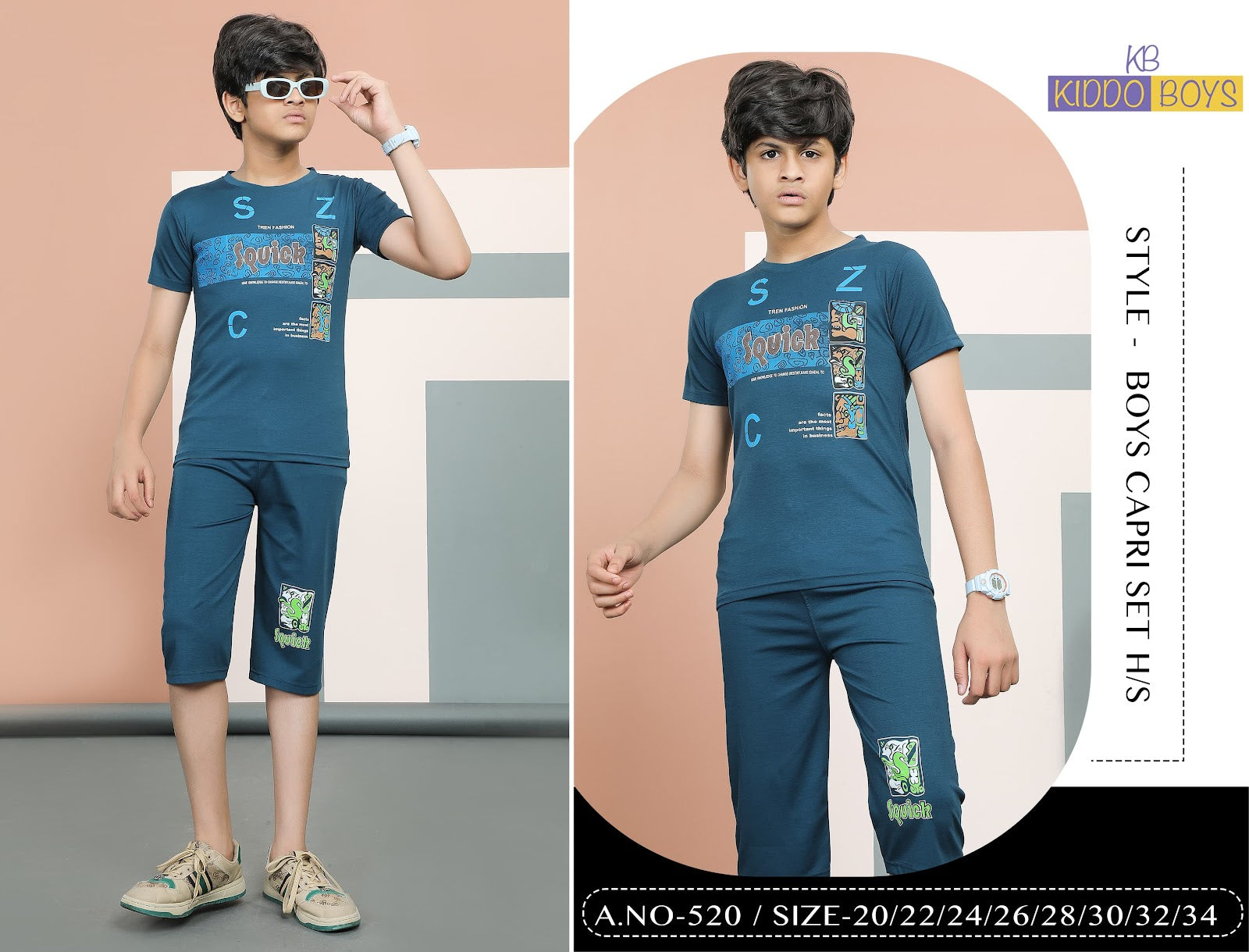 520 Kiddo Boys Capri Night Suit Wholesaler Gujarat