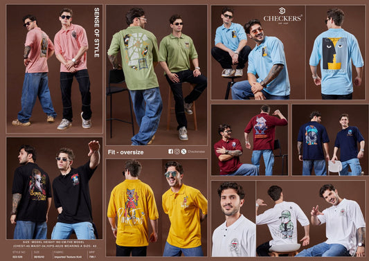 522-529 Checkers Knit Mens Tshirts Exporter Gujarat