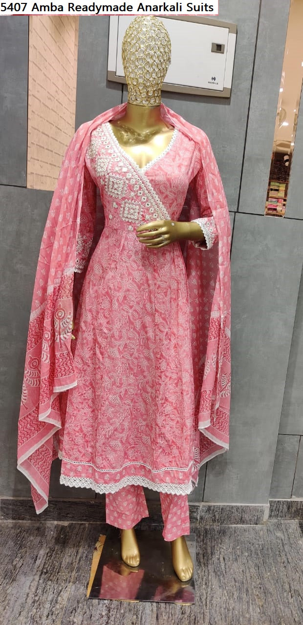 5407 Amba Pure Cotton Readymade Anarkali Suits Exporter Gujarat
