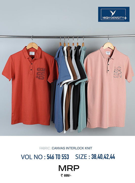 546-553 High Density Canvas Interlock Mens Tshirts Exporter Gujarat