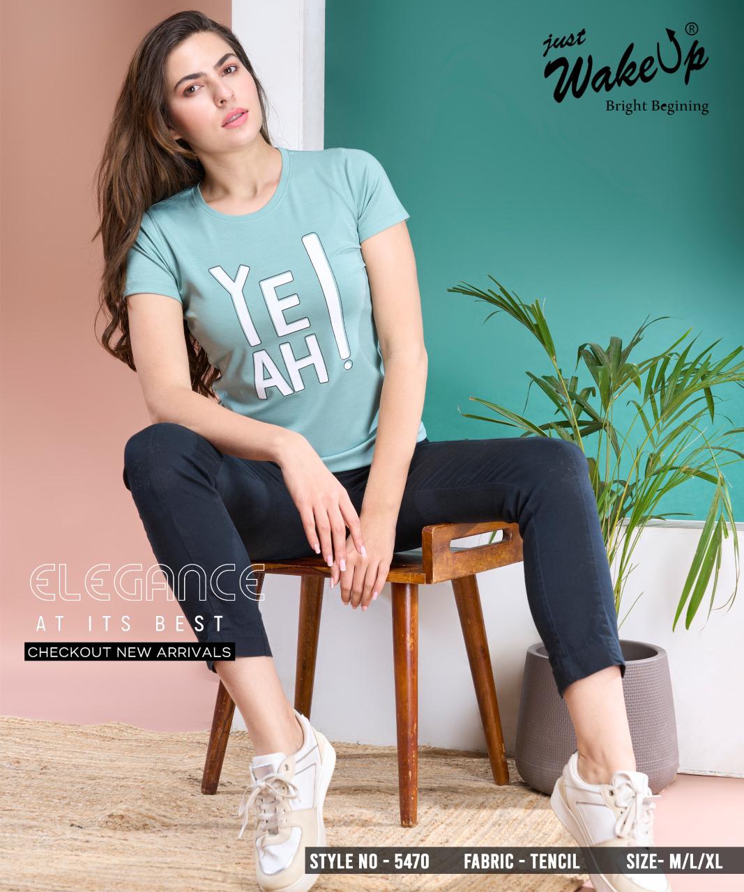 5470 Wakeup Lycra Tencil Women Tshirt