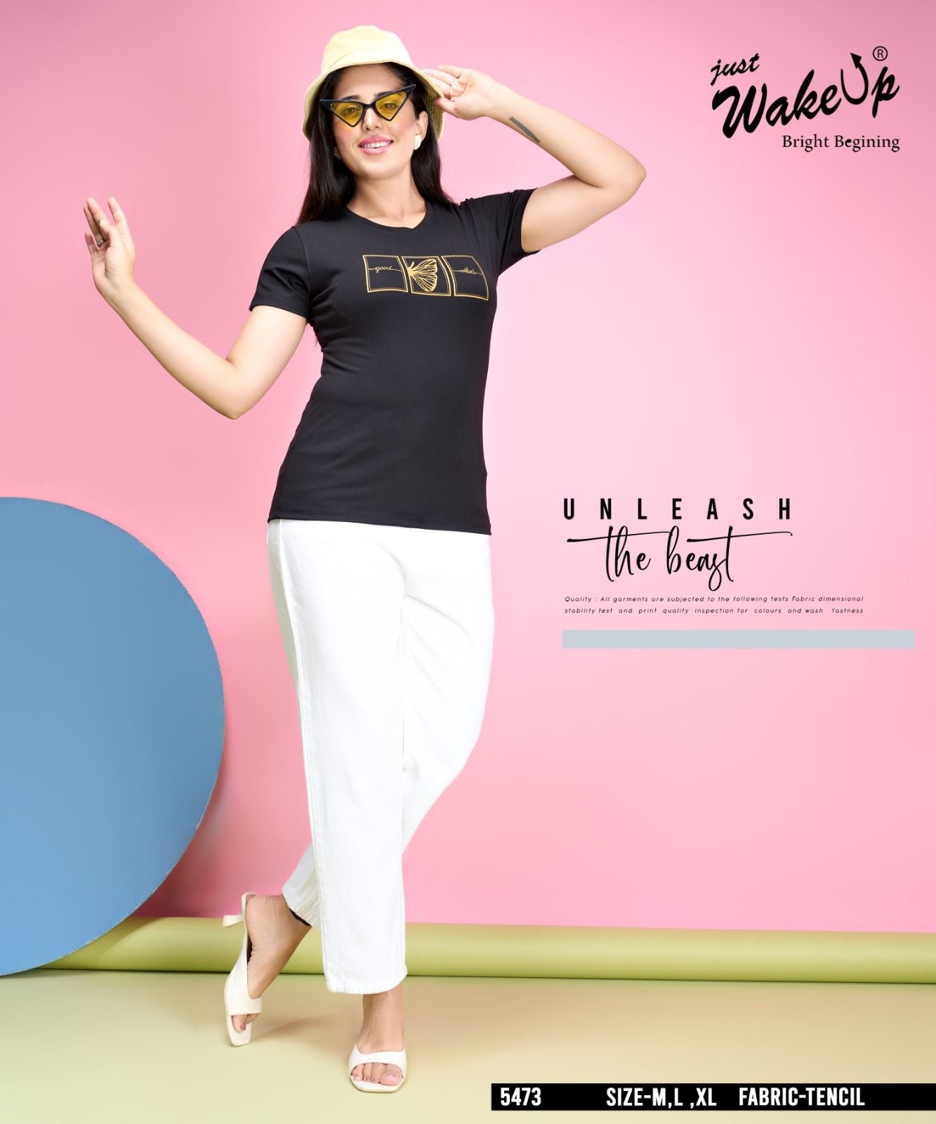 5473 Wakeup Lycra Tencil Women Tshirt Exporter